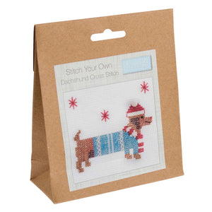 Mini Counted Cross Stitch Kit Festive Dachshund Christmas - Trimits GCS35