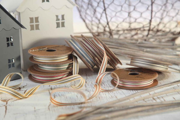 10mm Deckchair Stripe Ribbon Copper - Berisfords