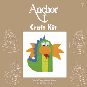 Kid's Dragon Finger Puppet Kit, Anchor Craft Kit RDK54