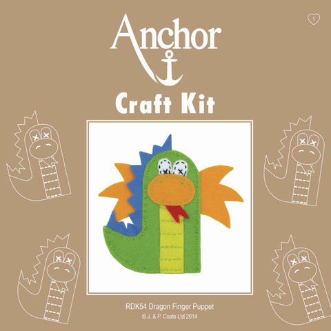 Kid's Dragon Finger Puppet Kit, Anchor Craft Kit RDK54