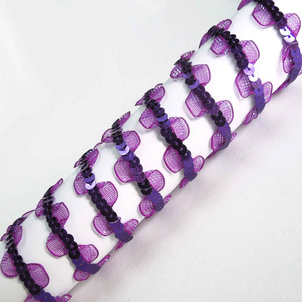 15 mm Purple Sequins and Organza Ribbon