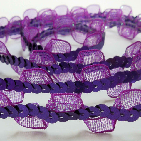 15 mm Purple Sequins and Organza Ribbon