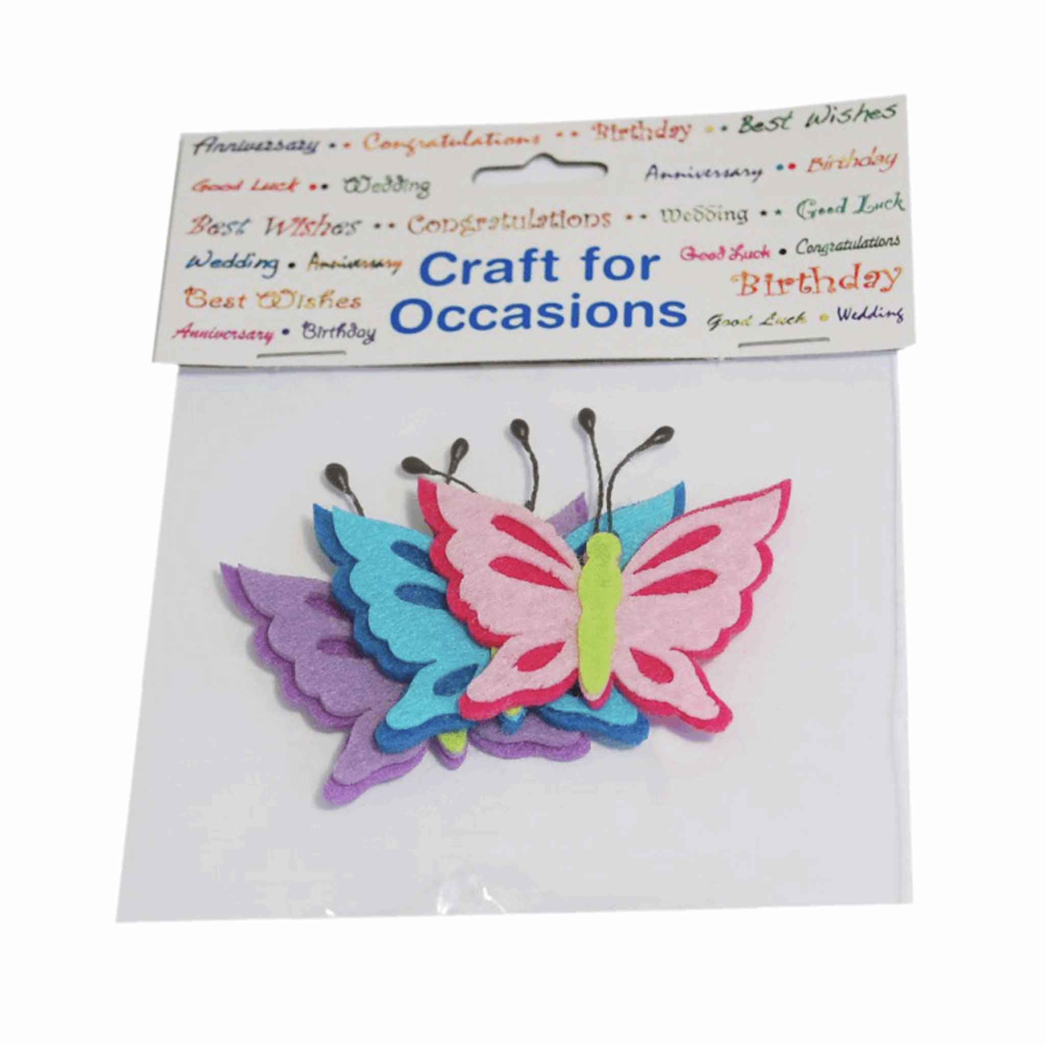 Felt Butterflies Craft Embellishments Pack of 3 - Trimits C2201