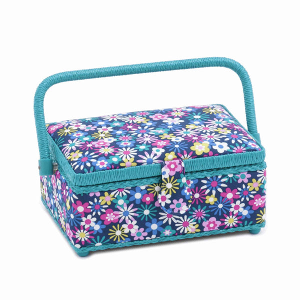 Sewing Box plus Haberdashery Small Rectangle Blue Flower-A-Plenty - Hobby Gift