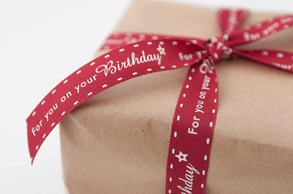 15 mm Red For you on your Birthday Ribbon - Berisfords