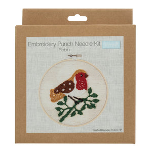 Embroidery Punch Needle Hoop Kit Robin Christmas - Trimits GCK129