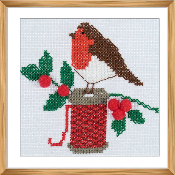 Mini Counted Cross Stitch Kit Robin Christmas - Trimits GCS41