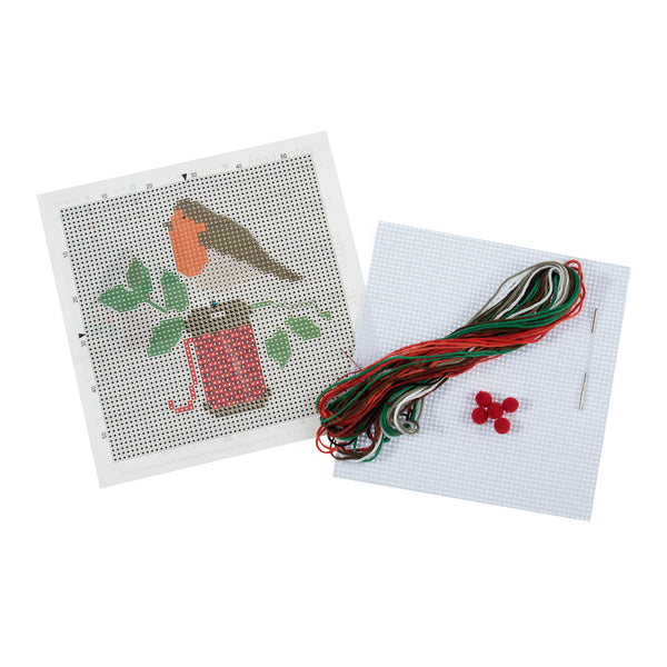 Mini Counted Cross Stitch Kit Robin Christmas - Trimits GCS41
