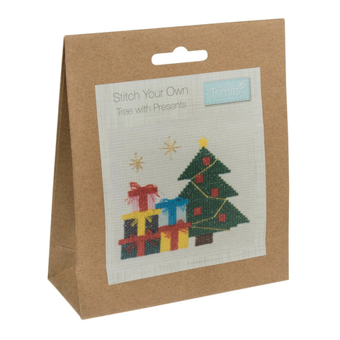 Mini Counted Cross Stitch Kit Tree with Presents Christmas - Trimits GCS46