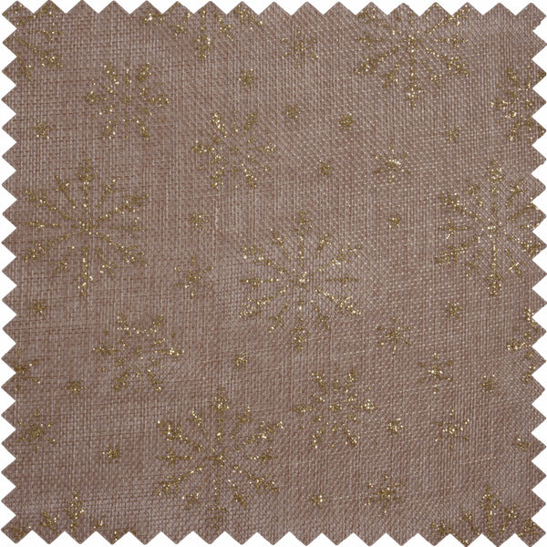 Gold Shimmer Hessian Fabric Roll Glitter Snowflake - 2m x 40cm