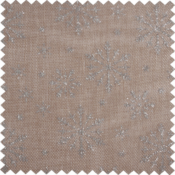 Silver Shimmer Hessian Fabric Roll Glitter Snowflake - 2m x 40cm