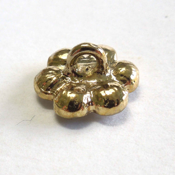 16mm Flower Crystal Button - Gold Metal Shank