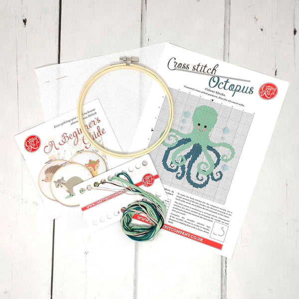 Green Octopus Cross Stitch - The Crafty Kit Company