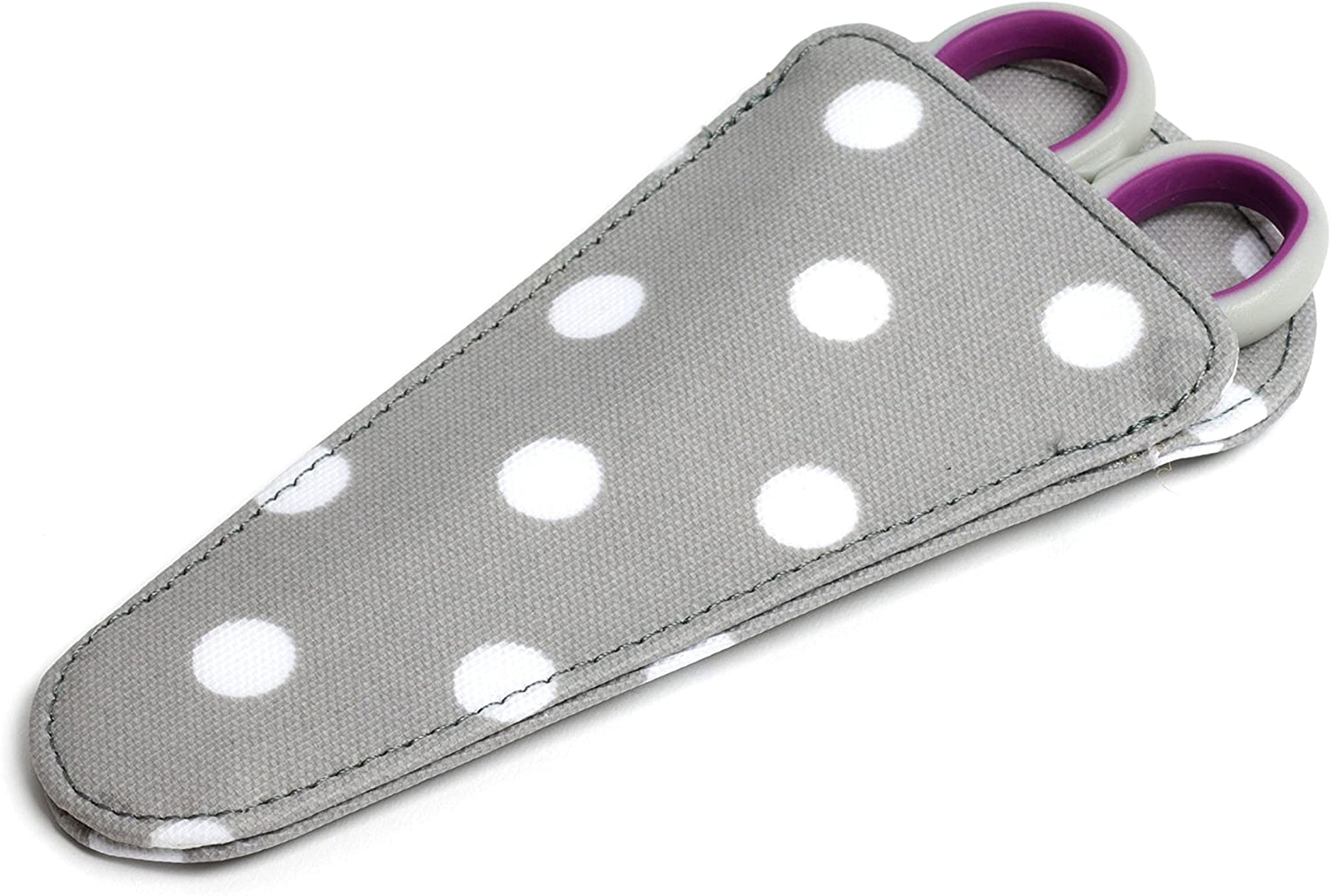 5.5 inch Scissors and Case Grey Spotty Soft Grip - Hobby Gift
