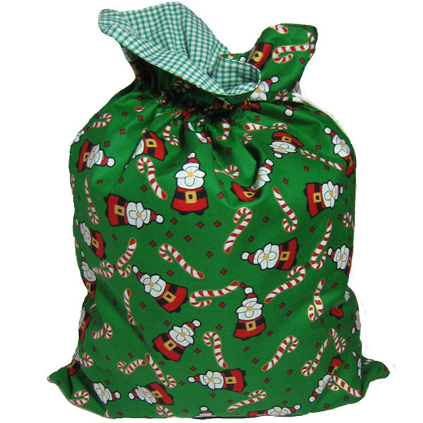 Christmas Personalised Santa Toy Sack, Kid's Xmas Green Cotton Storage Bag