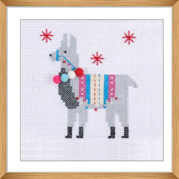 Mini Counted Cross Stitch Kit -Fleece Navidad Llama - Trimits GCS36