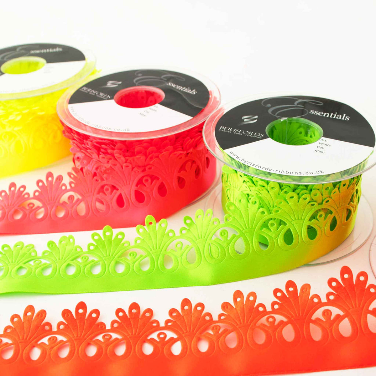 48mm Laser Cut Out Fluorescent Pink Flower Fan Ribbon - Berisfords ...