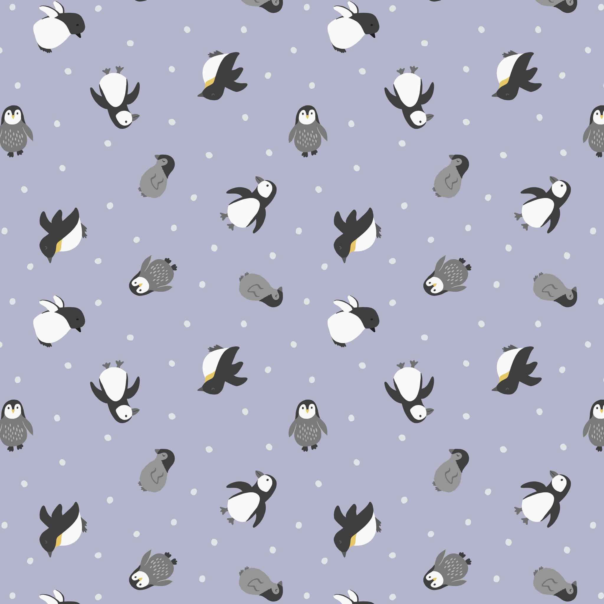 Small Things Polar Animals - Lewis and Irene - Penguins on Iced Lilac with Pearlescent SM44.1