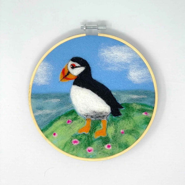Puffin in a Hoop Needle Felting - The Crafty Kit Company