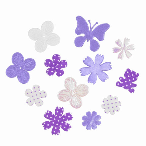 Purple Fabric Flower Mix Craft Embellishments, C2217PU
