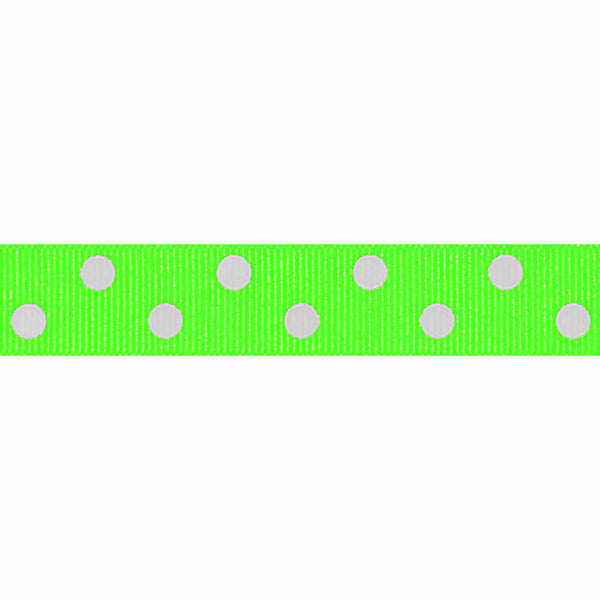 16mm Spotty Fluorescent Polka Dot Ribbon Green - Berisfords