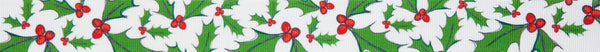 25mm Christmas Holly Berry Ribbon White - Berisfords