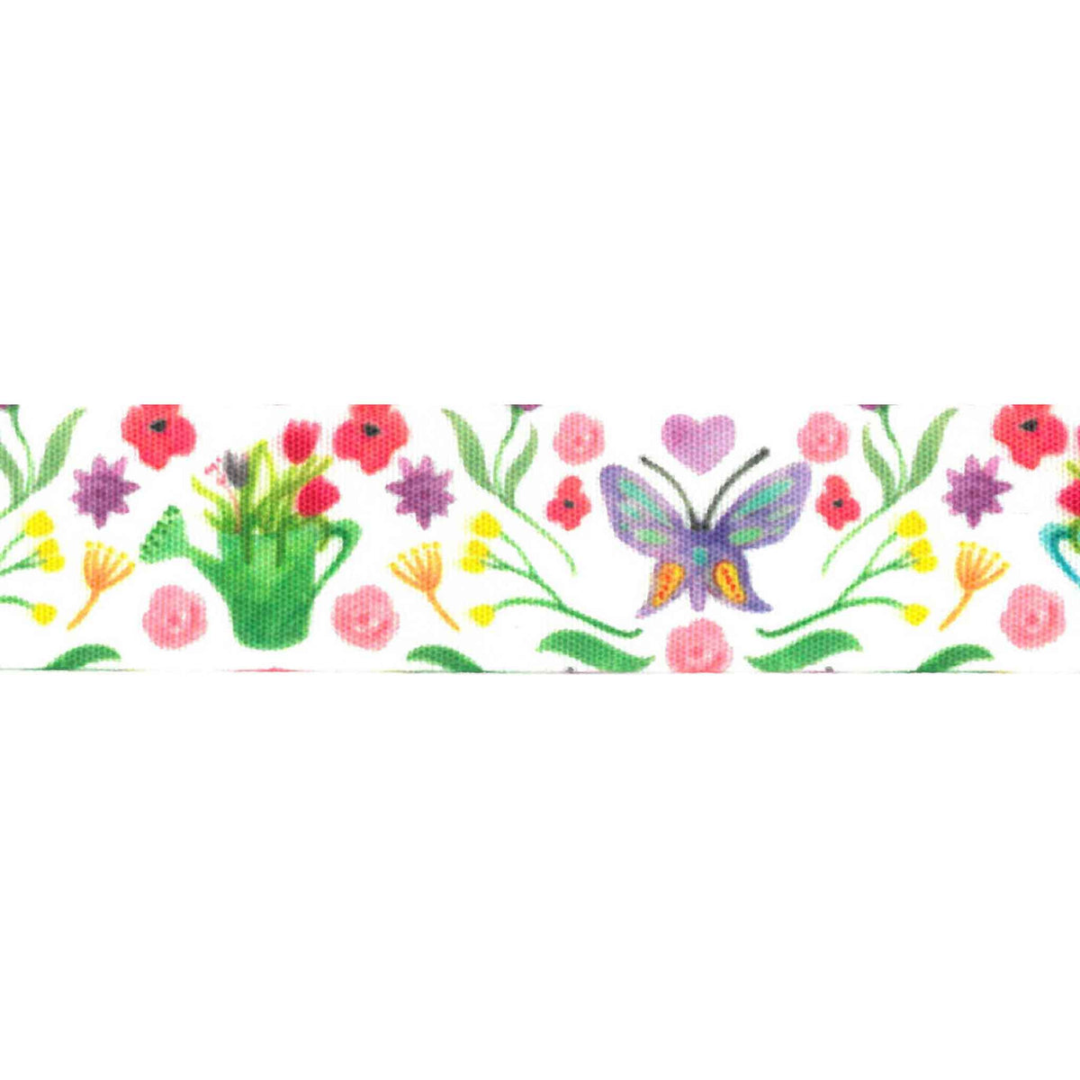 25mm Flower Patch Ribbon - White/Multi - Berisfords – Fabric and Ribbon