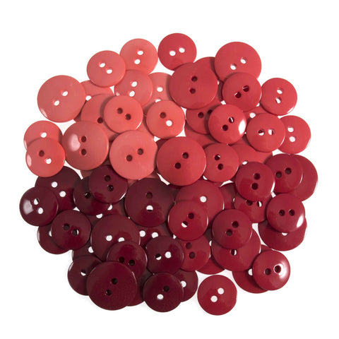 Craft Waterfall Red Trimits 19 and 15 mm - 72 Buttons