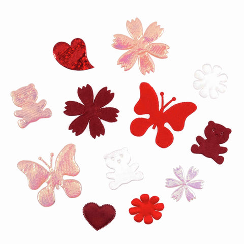 Red Fabric Flower Mix Craft Embellishments, C2217RE