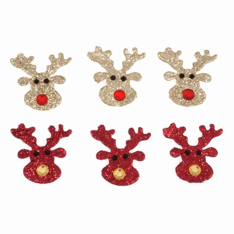 Christmas Glitter Reindeer- Red and Gold Craft Embellishment - Trimits C2364