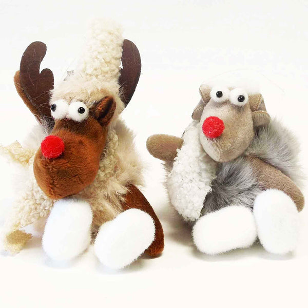 Fluffy Reindeer Christmas Decorations - 22cm tall - Choice of 4 Colours