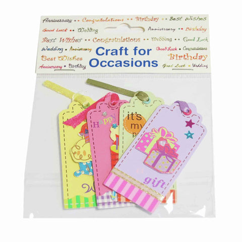 Celebration Swing Tags Craft Embellishments, Pack of 4, Trimits C2179