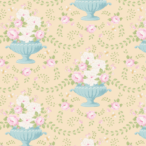Flowerbees Eggnog Cotton Fabric, Happy Campers Collection, Tilda 100228