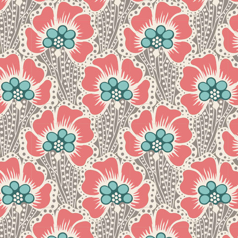 Ocean Flower Grey Fabric - Cotton Beach Collection, Tilda 100330