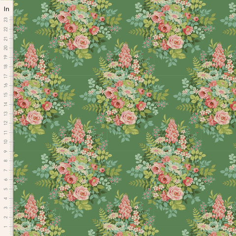 Whimsy Flower Cotton Fabric Green Chic Escape Collection - Tilda 100442
