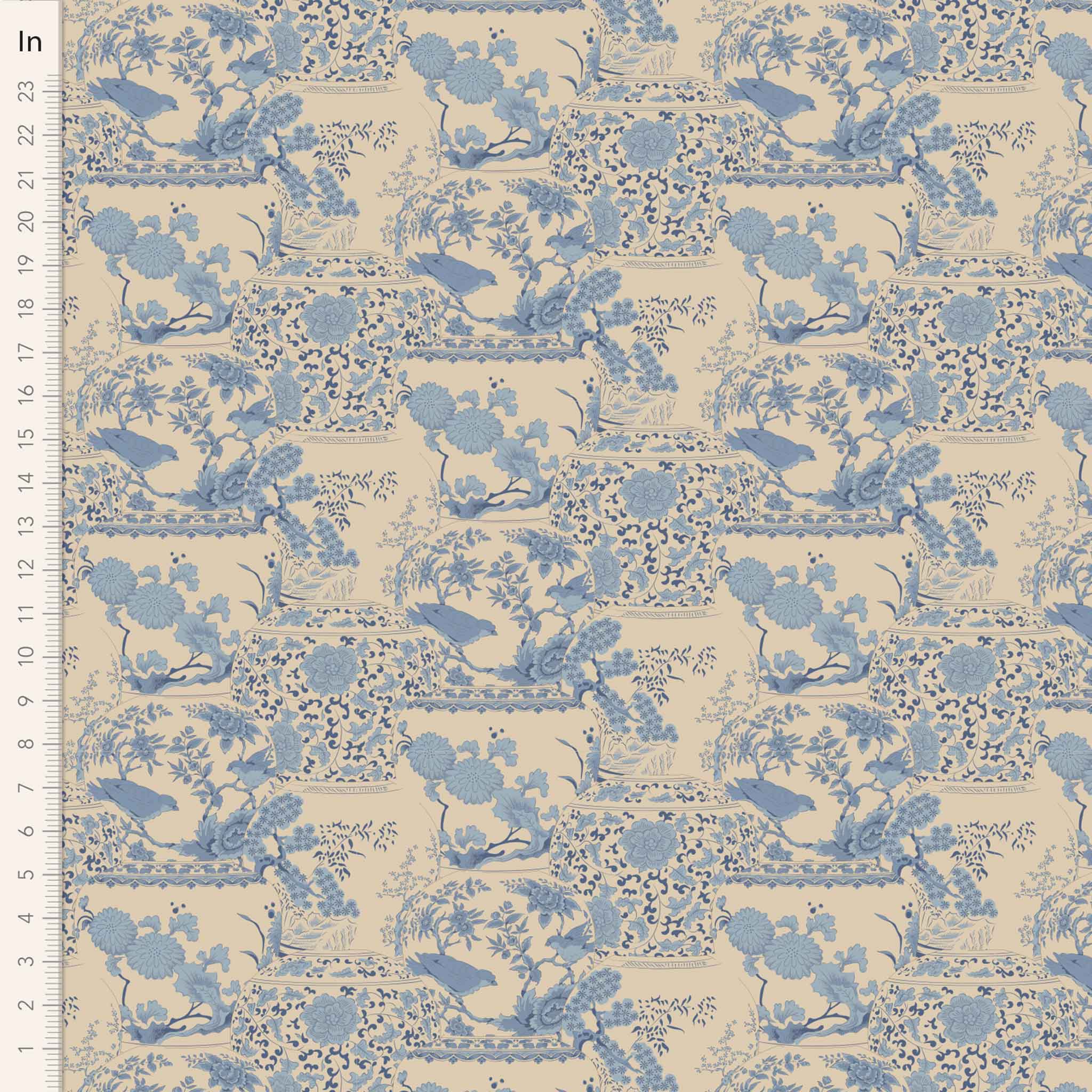 Vase Cotton Fabric Blue Chic Escape Collection - Tilda 100446