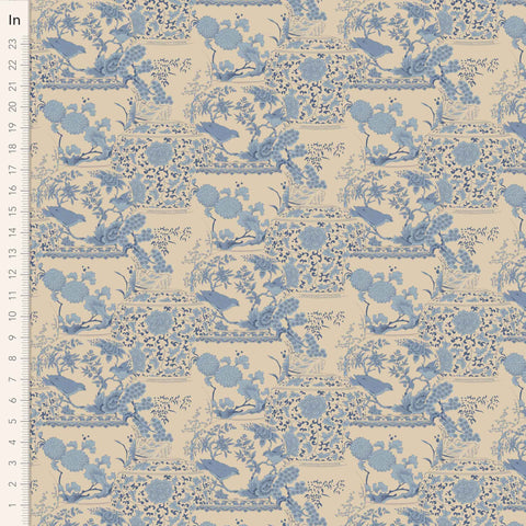 Vase Cotton Fabric Blue Chic Escape Collection - Tilda 100446