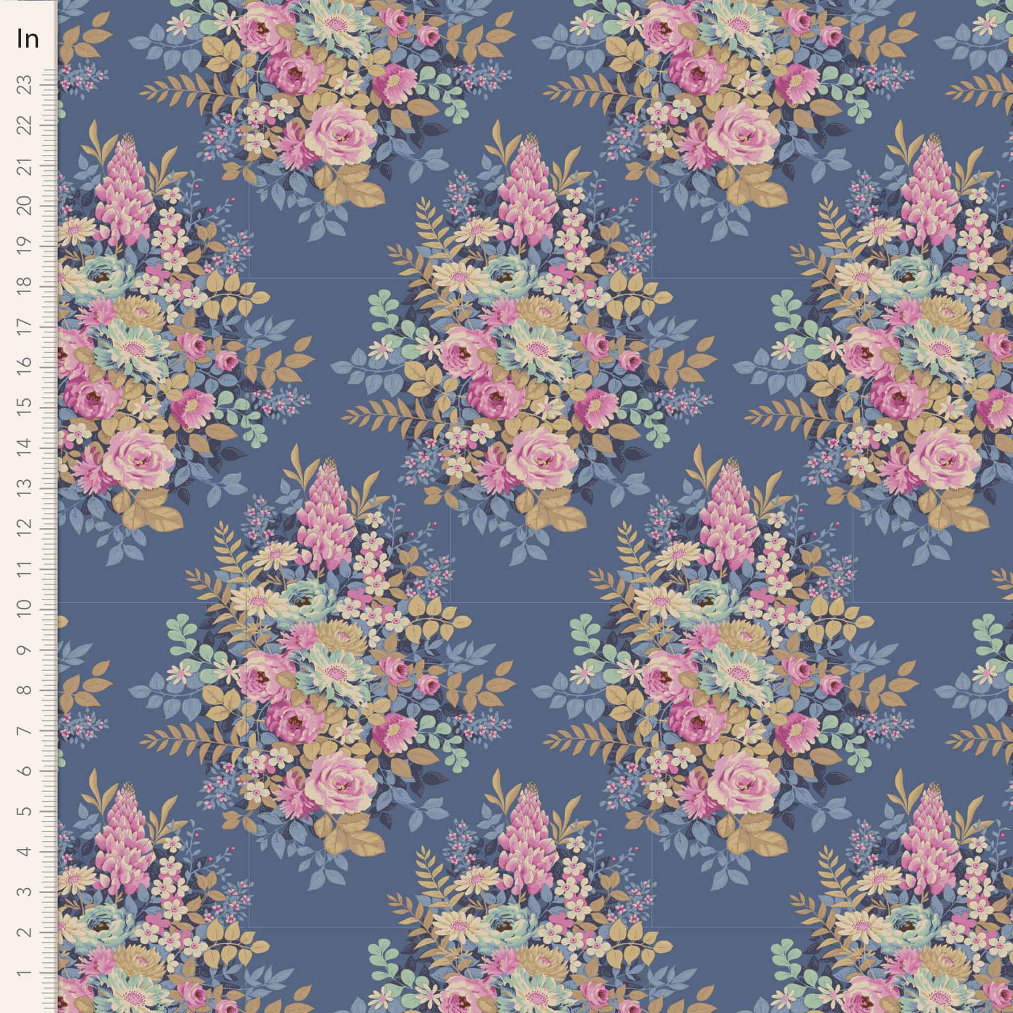 Whimsy Flower Cotton Fabric Blue Chic Escape Collection - Tilda 100449