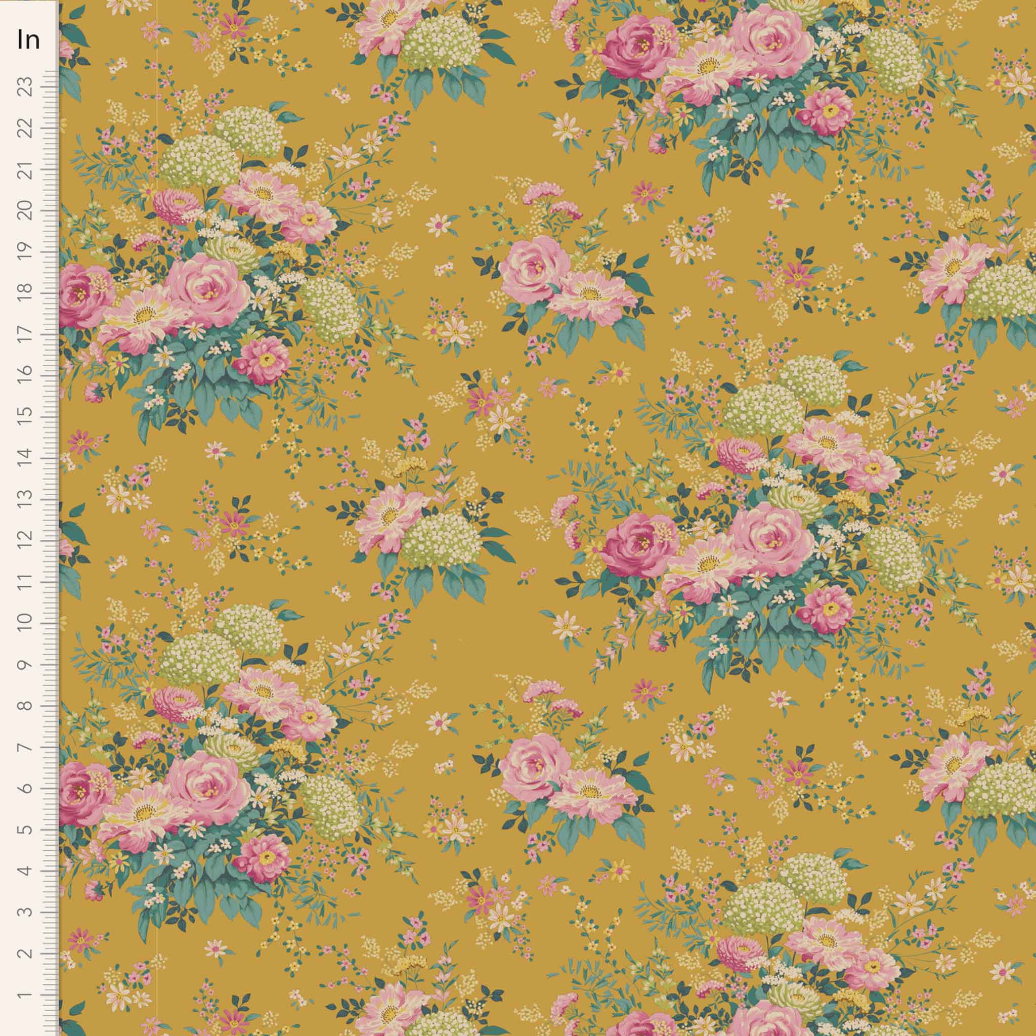 Wild Garden Cotton Fabric Mustard Chic Escape Collection - Tilda 100454