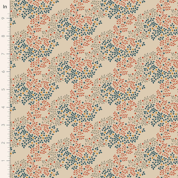 Tilda Berry Tangle Rust Cotton Fabric - Hometown Collection - Tilda 100462