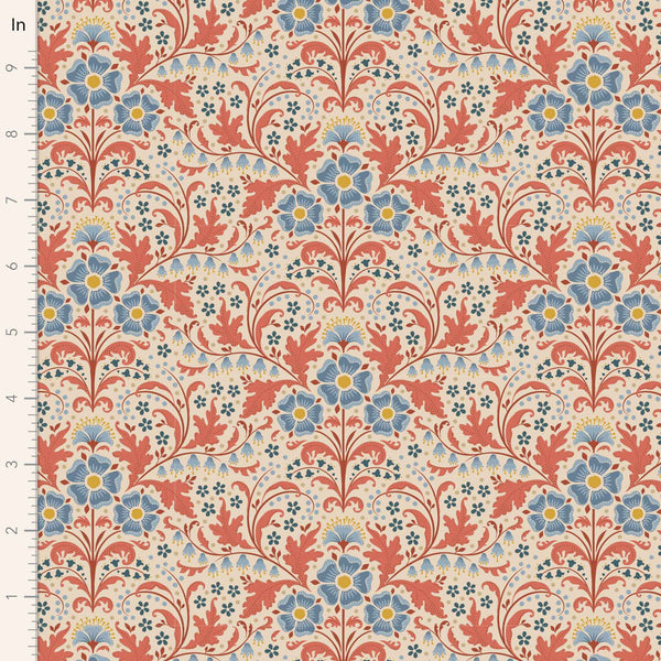 Tilda Elanora Rust Cotton Fabric - Hometown Collection - Tilda 100464
