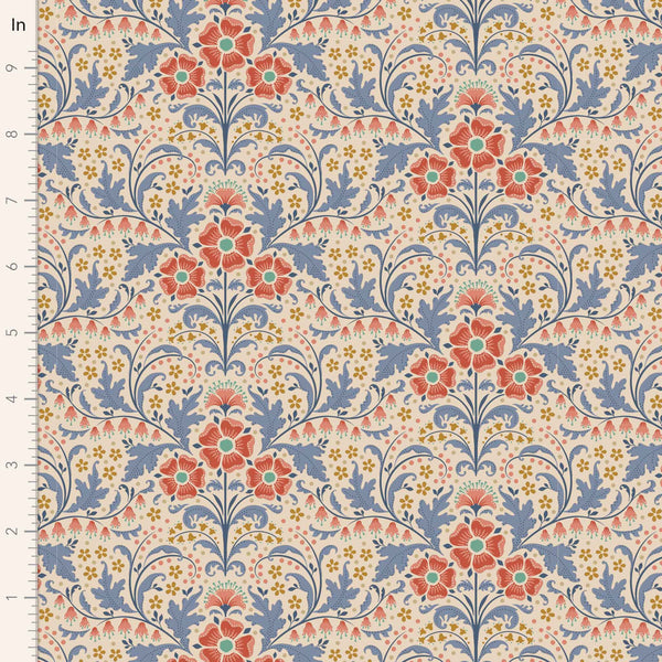 Tilda Elanora Blue Cotton Fabric - Hometown Collection - Tilda 100467