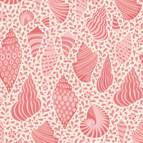 Shells Coral Fabric - Cotton Beach Collection, Tilda 110024