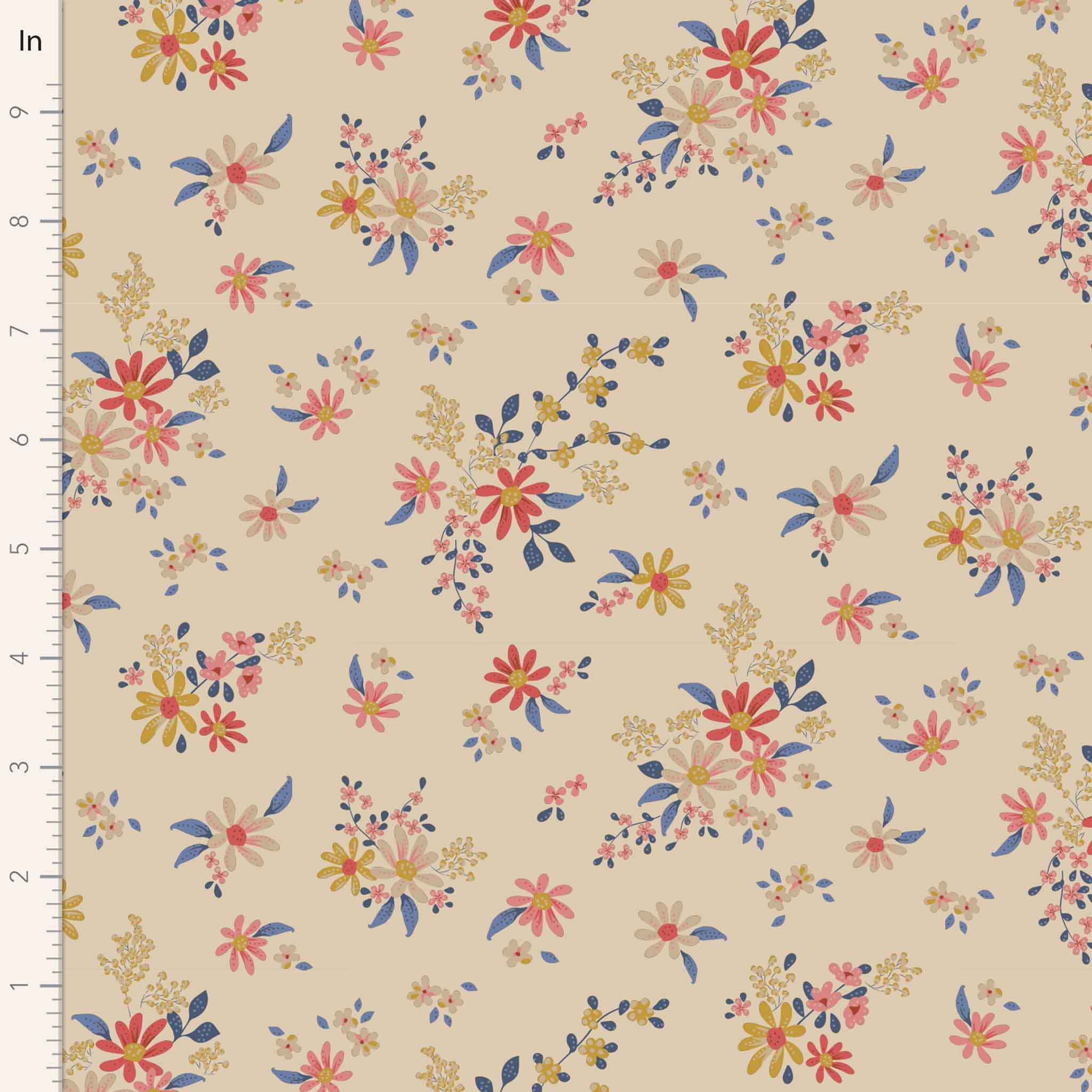 Daisy Field Cotton Fabric Cream Chic Escape Collection - Tilda 110053