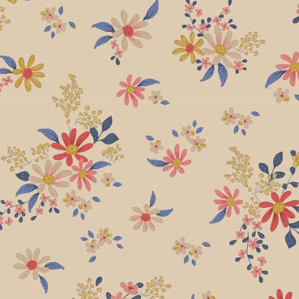 Daisy Field Cotton Fabric Cream Chic Escape Collection - Tilda 110053