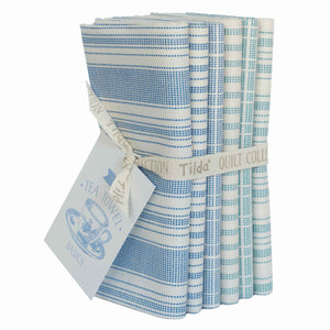Tilda Tea Towel Basics Blue/Teal Fat Quarter Bundle TD300045 - 6 pieces