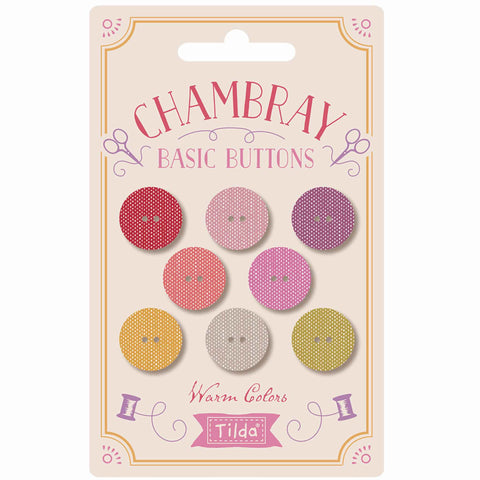 Tilda 16mm Chambray Basic Buttons Warm Colours TD400043- Gardenlife - Pack of 8