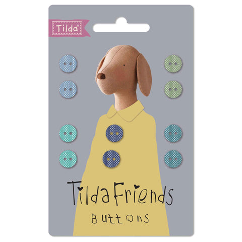Tilda 9mm Chambray Buttons Cool Colours TD400051- Friends - Pack of 10