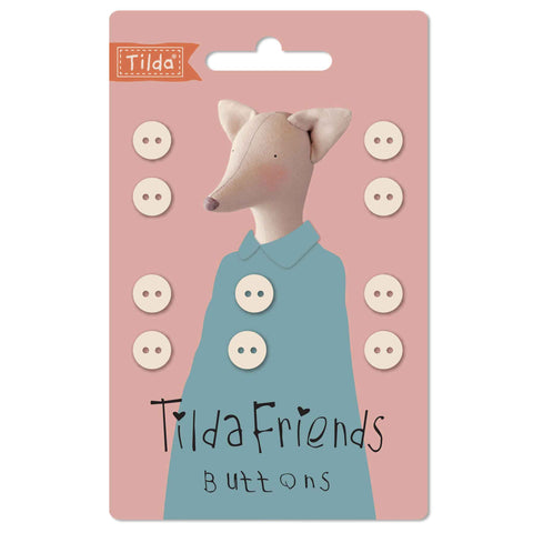 Tilda 9mm Chambray Buttons Neutral TD400052- Friends - Pack of 10