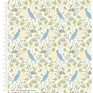 V&A Amongst The Leaves Cotton Fabric - Birds in Nature by Charles Voysey